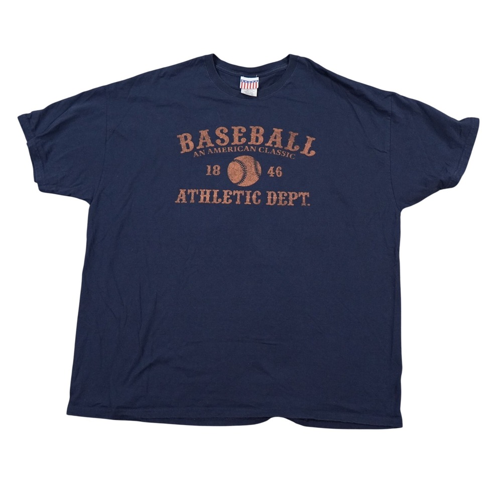 VTG Unbranded Baseball T Shirt Mens XXL Navy Blue Athletic Dept Sport Streetwear